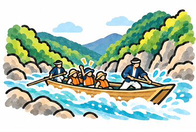 スリル満点夏の保津川下り